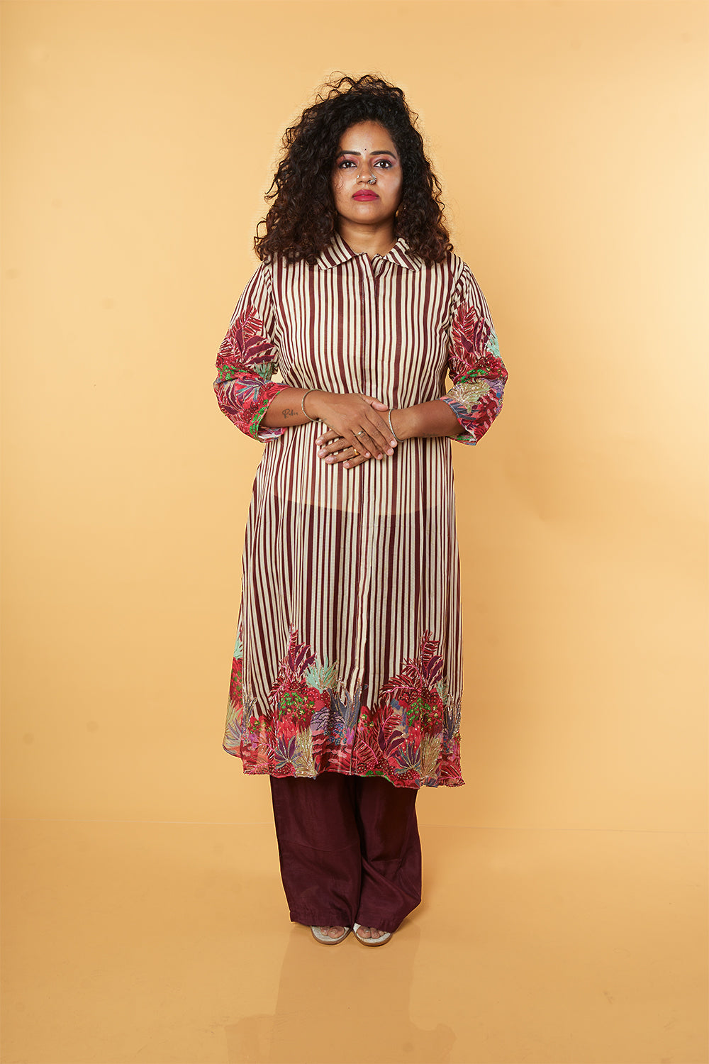 Brown Striped Handwork cordset