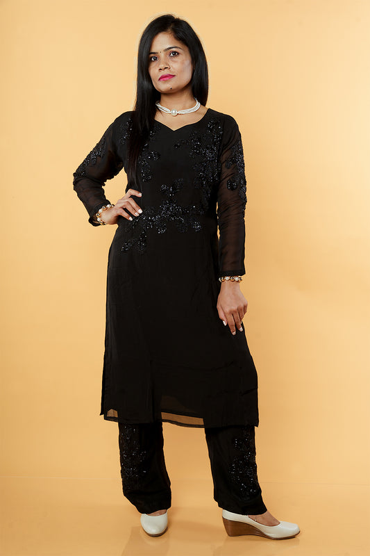 Lavishing Black Designer Hand work set