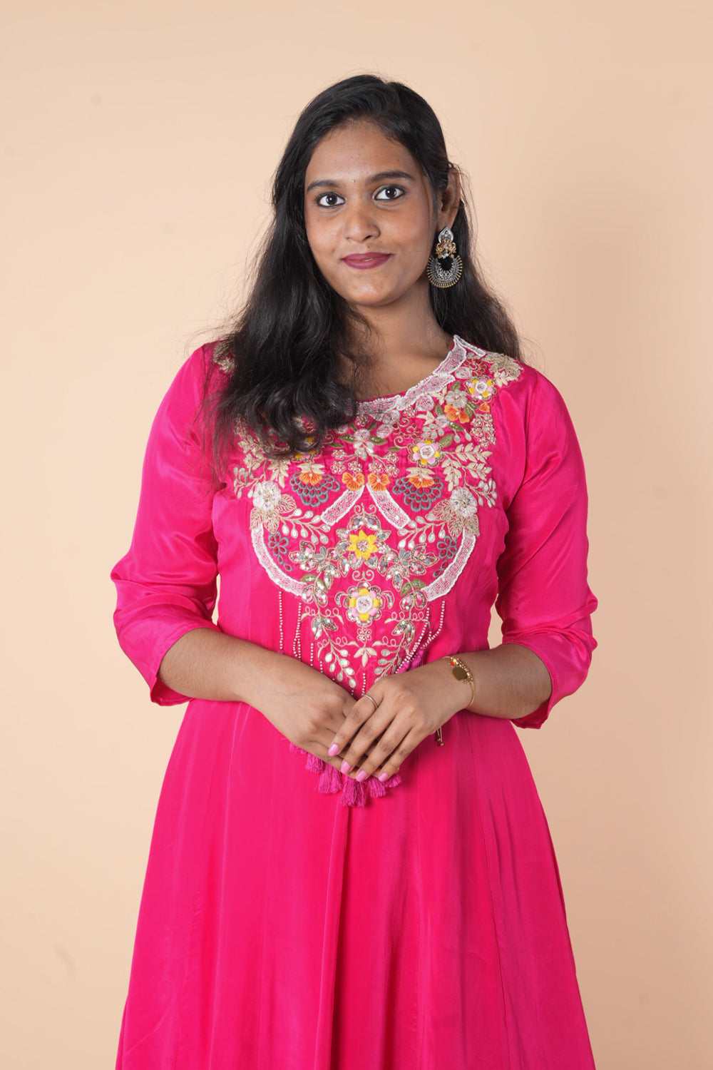 Pink Pure Crepe Designer indowestern