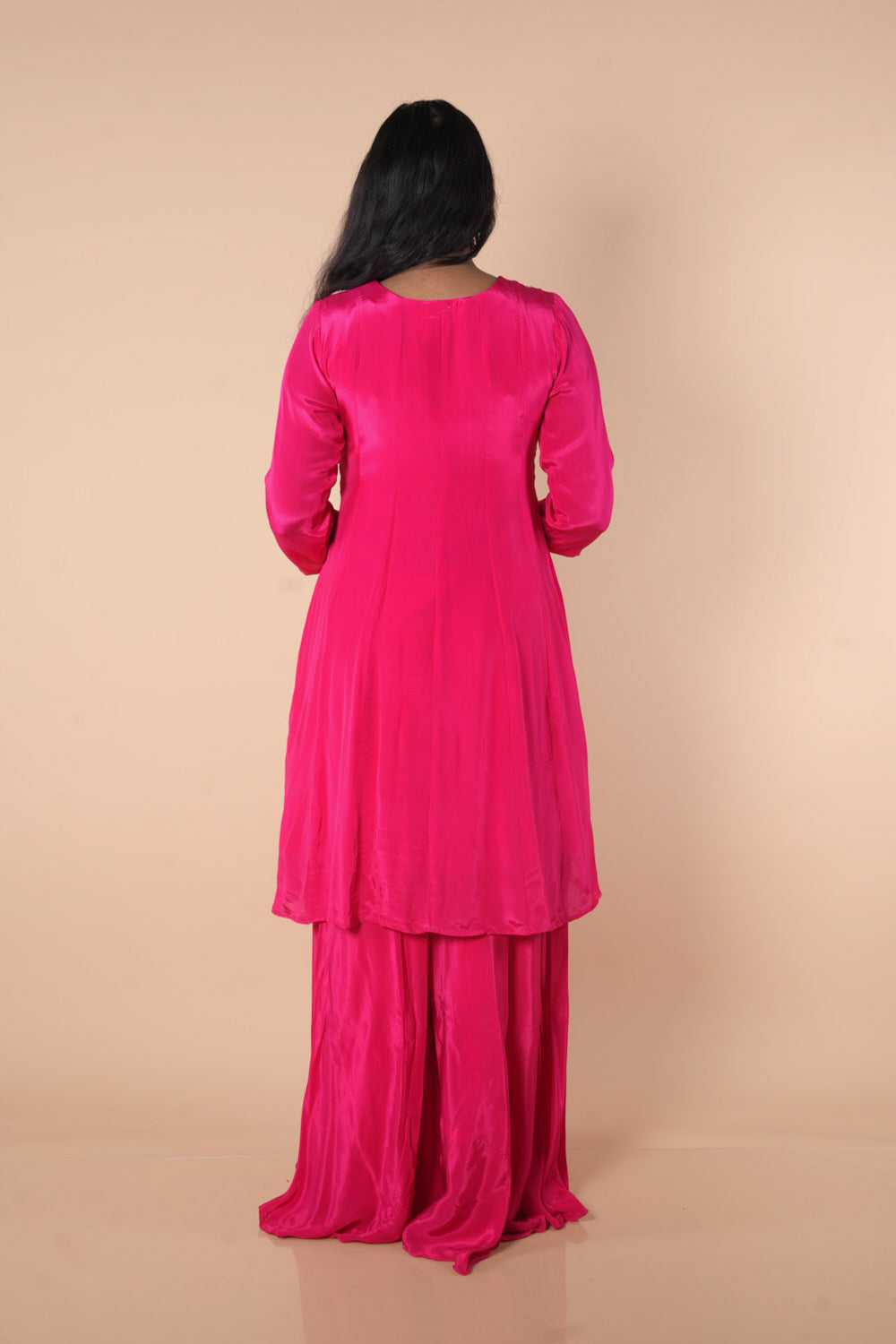 Pink Pure Crepe Designer indowestern