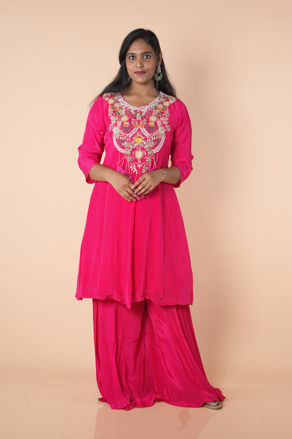 Pink Pure Crepe Designer indowestern