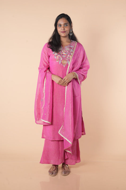 Pink Crush Tissue with tissue dupatta