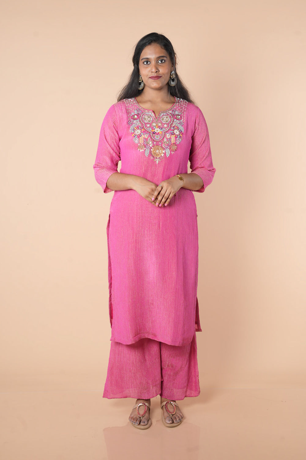 Pink Crush Tissue with tissue dupatta