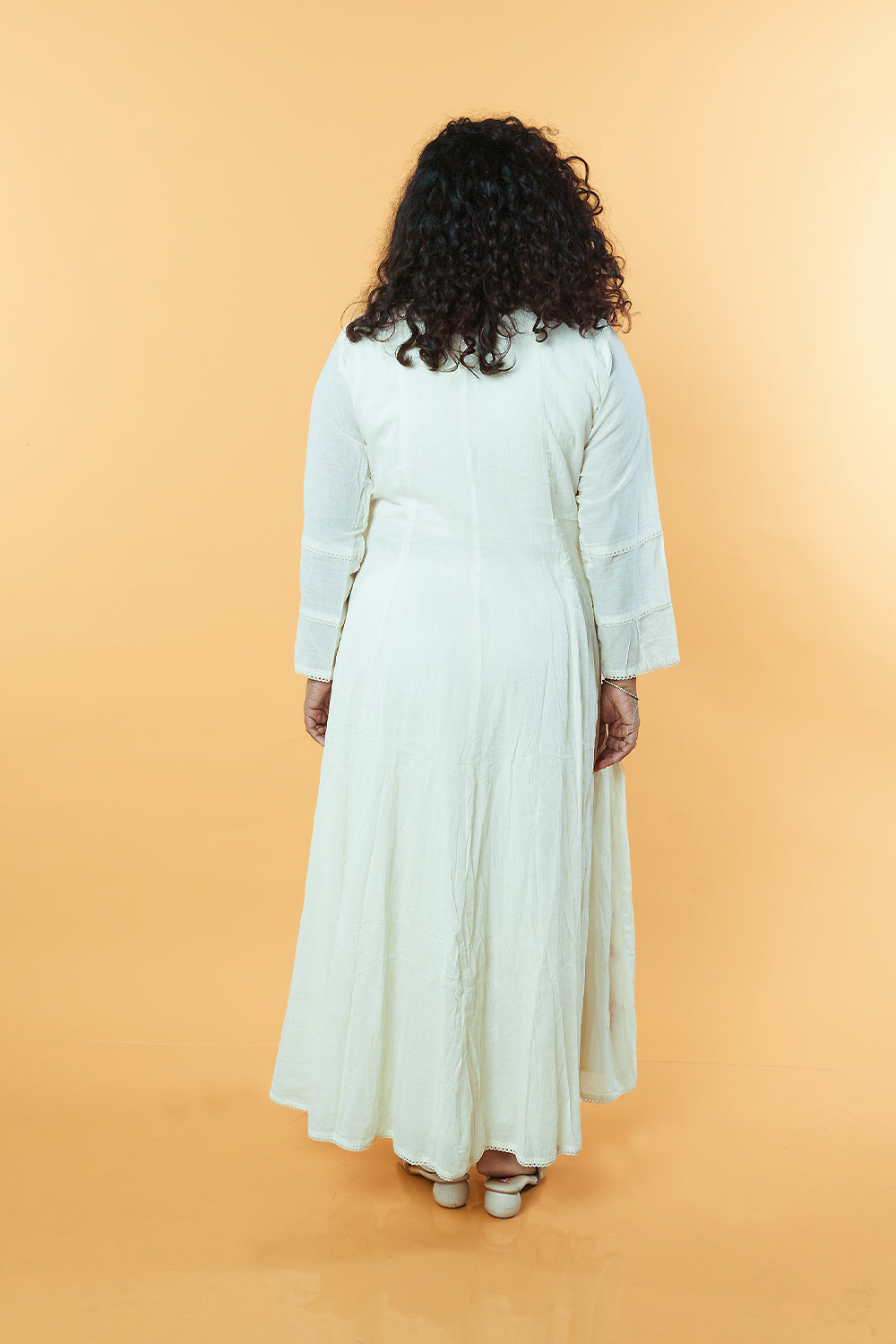 Cream colour Mulcotton Jacket pattern frock