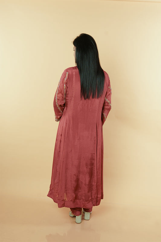 Peach Pure chinnon Handwork set