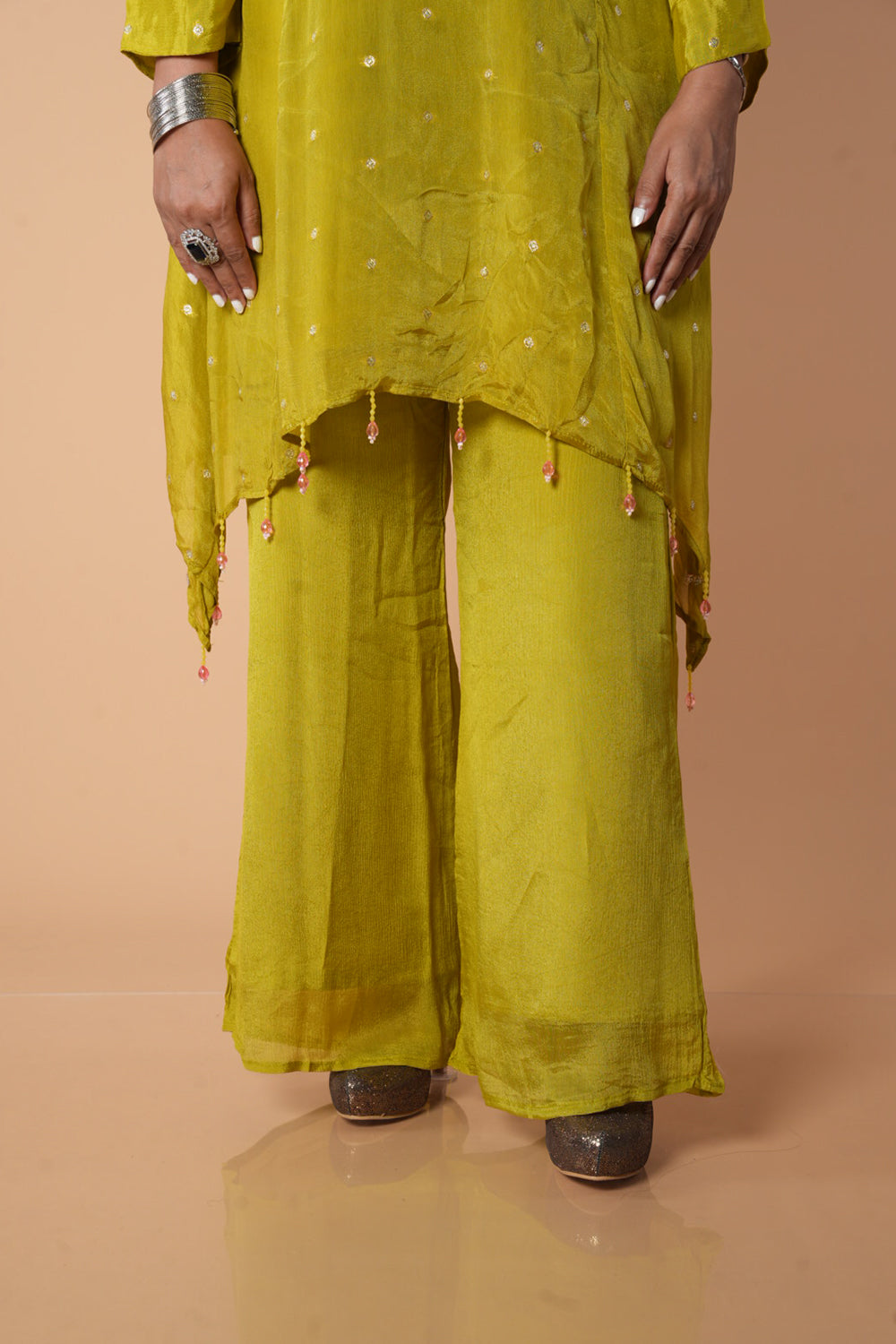 Green Chinnon low neck Bustier Cordset