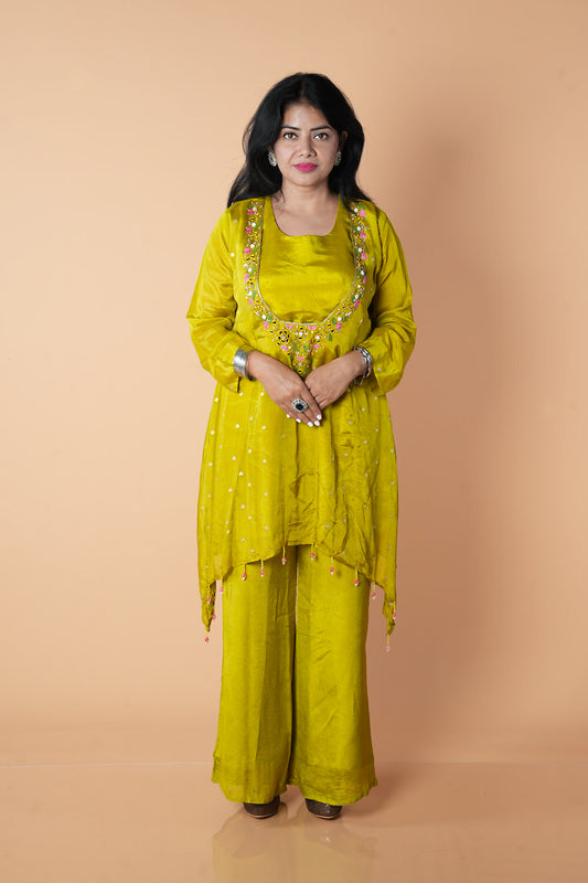 Green Chinnon low neck Bustier Cordset