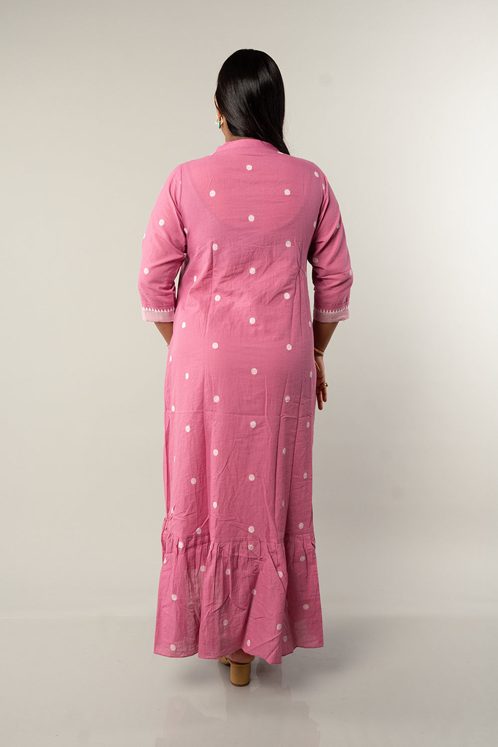 Light Pink Jamdhani High low Pattern frock
