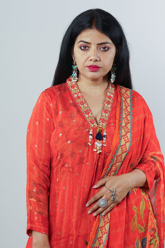 Orange chinnon highlow designer set