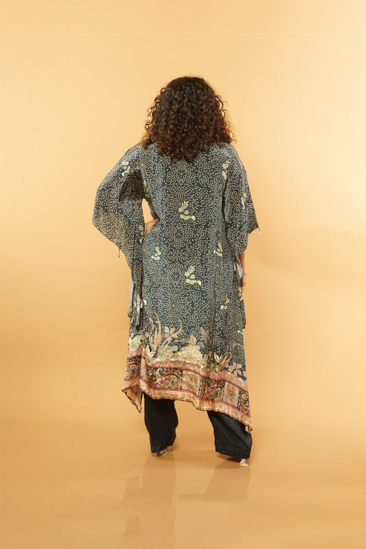 Bottle Green Bandini print Kaftan set