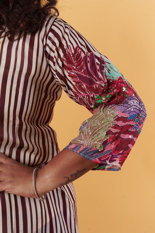 Brown Striped Handwork cordset