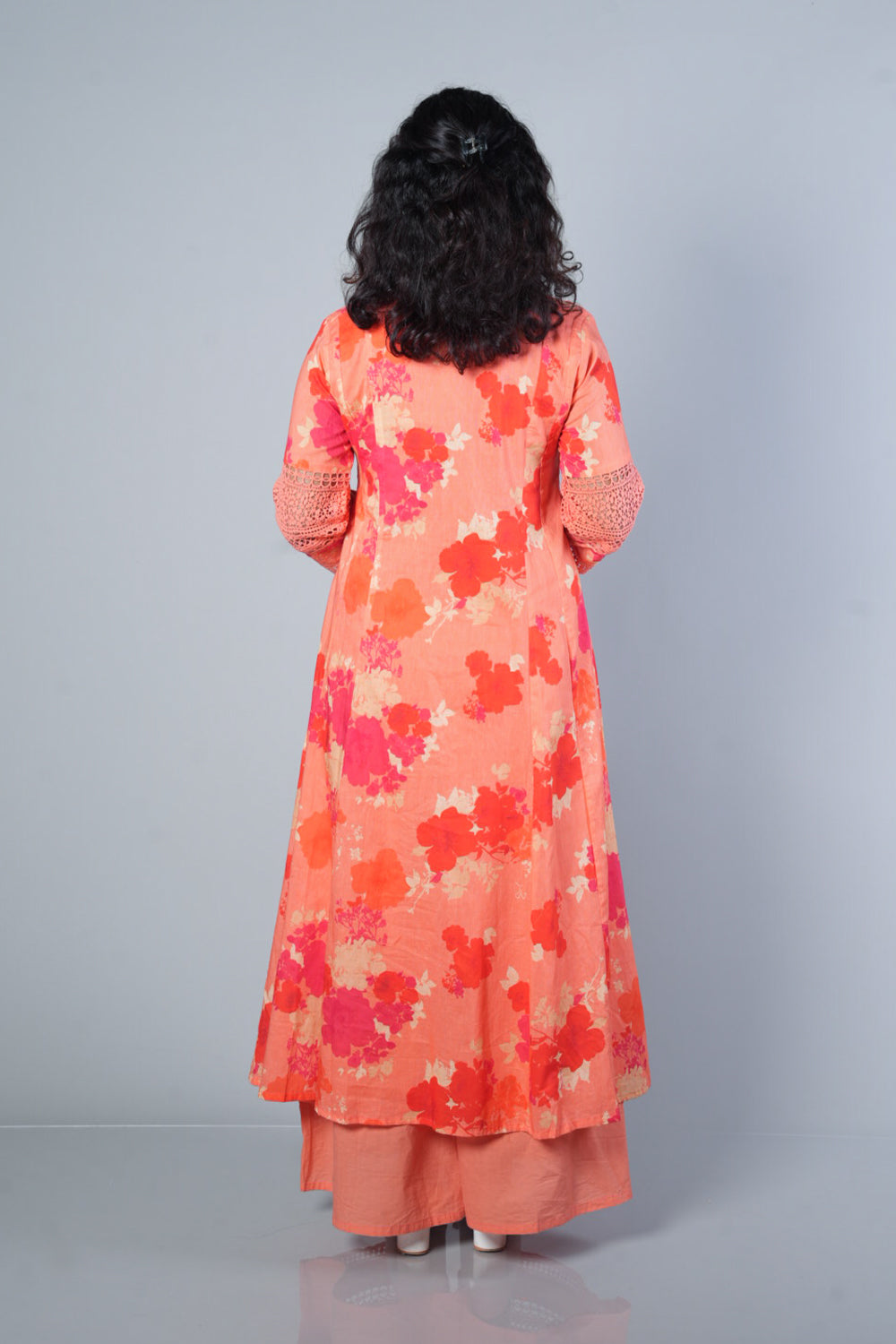 Peach and Orange combination premium shifli suit set