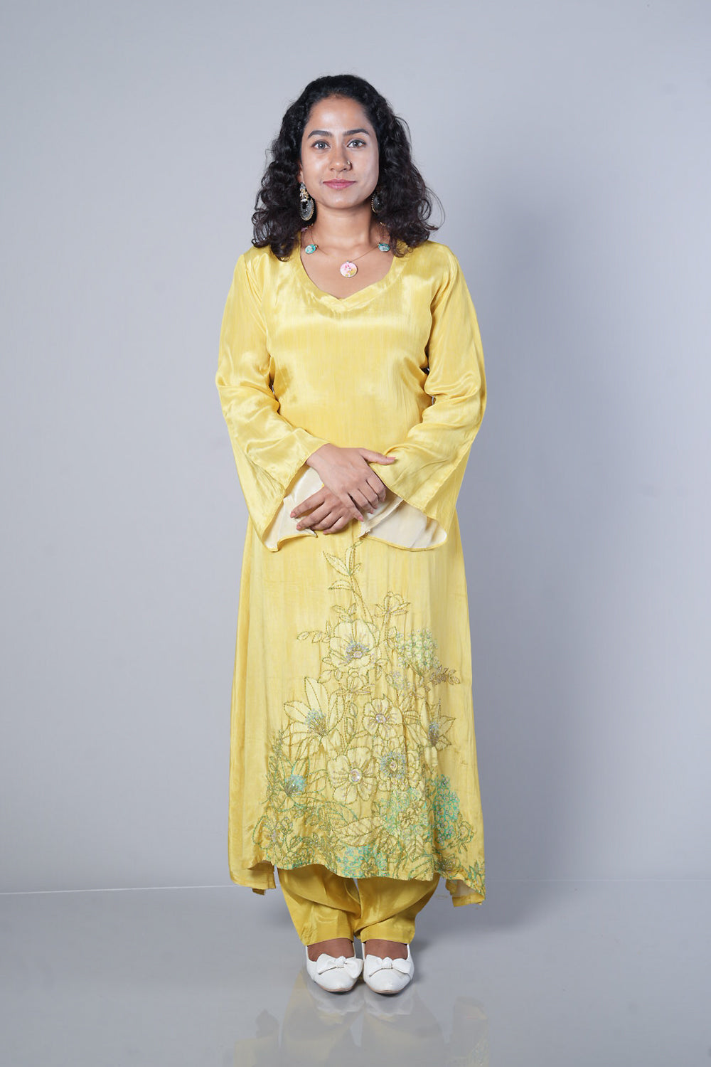 Lemon green Pure crepe C cut designer cordset