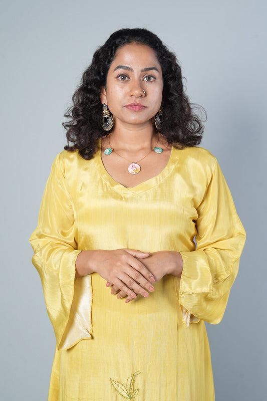 Lemon green Pure crepe C cut designer cordset