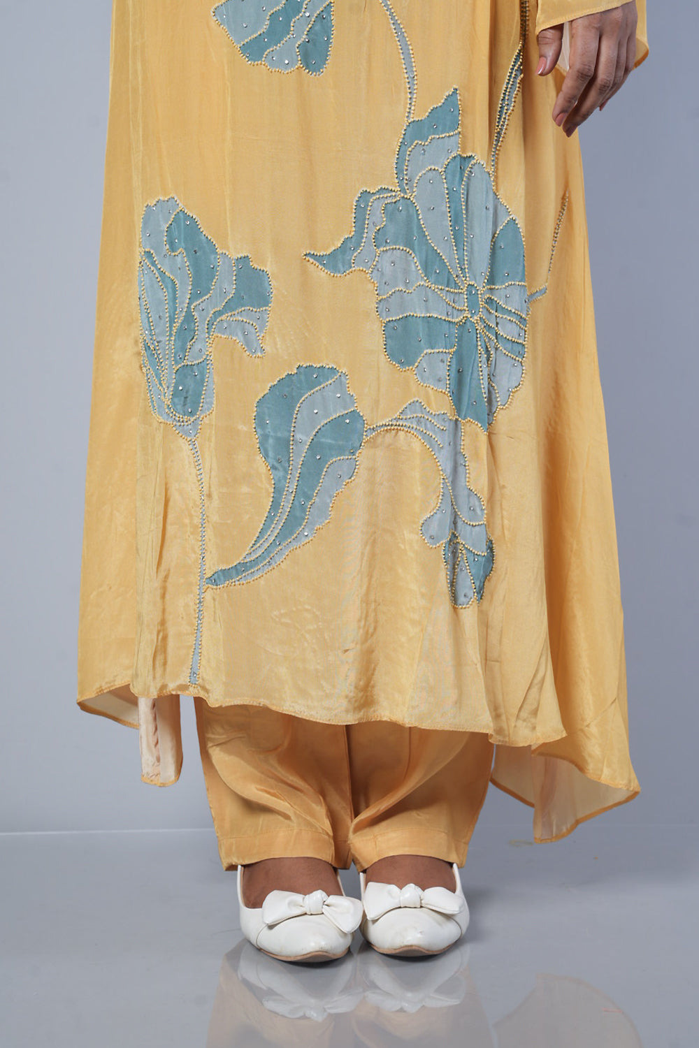 Mustard yellow Pure crepe C cut designer cordset