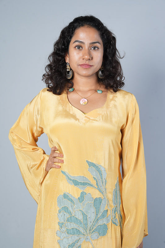 Mustard yellow Pure crepe C cut designer cordset