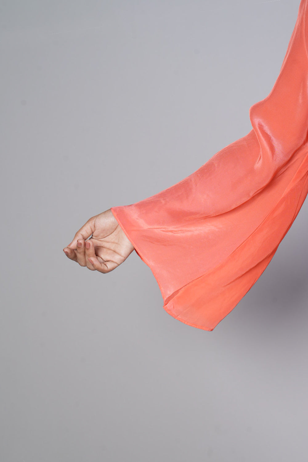 Peach colour Pure crepe C cut designer cordset