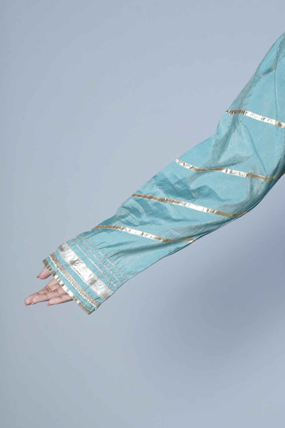 Blue Colour gotapatti Boat neck designer suit set