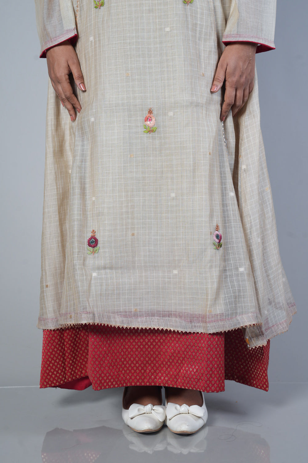 Chikoo Colour Pure Handloom Chanderi with heavy jamdhani dupatta