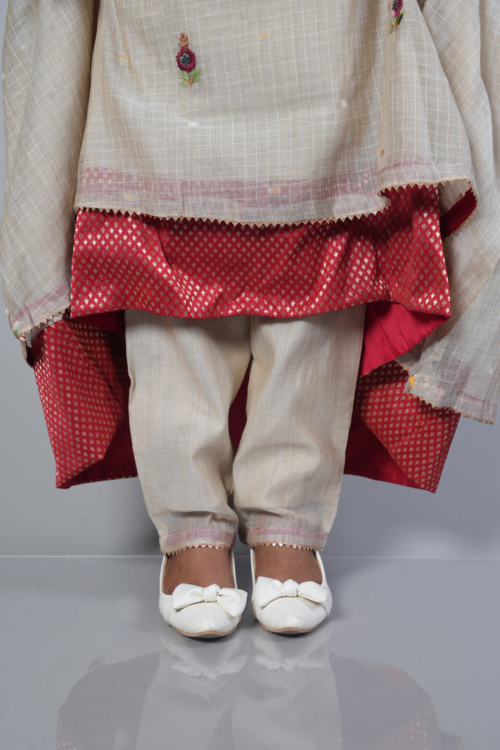 Chikoo Colour Pure Handloom Chanderi with heavy jamdhani dupatta
