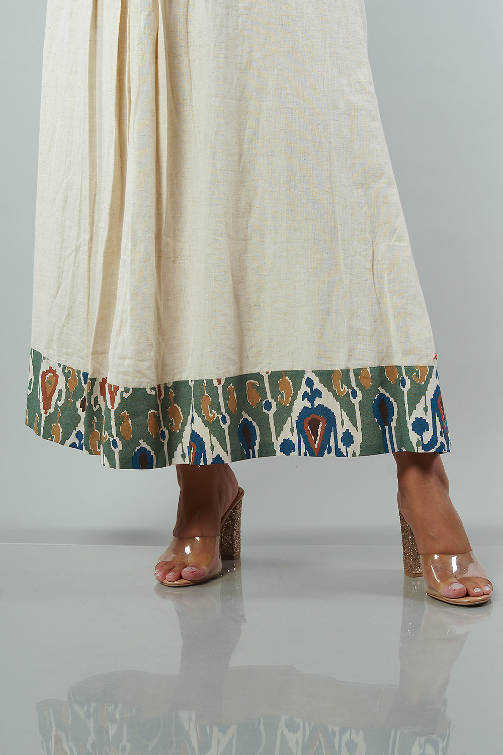 Cream Colour Lenin cotton frock