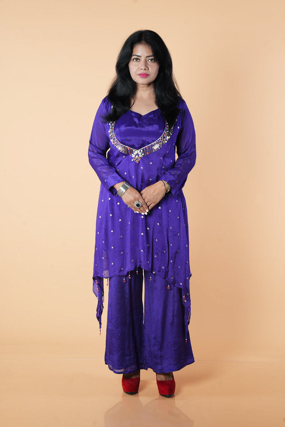 Purple Chinnon low neck Bustier Cordset