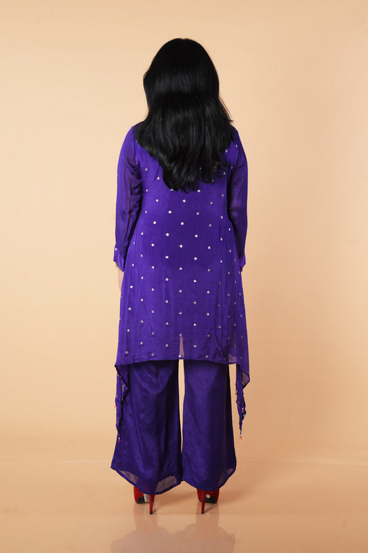 Purple Chinnon low neck Bustier Cordset