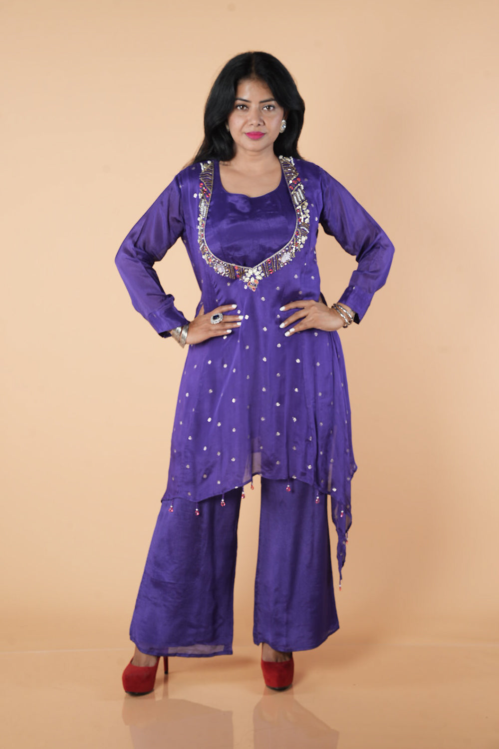 Purple Chinnon low neck Bustier Cordset