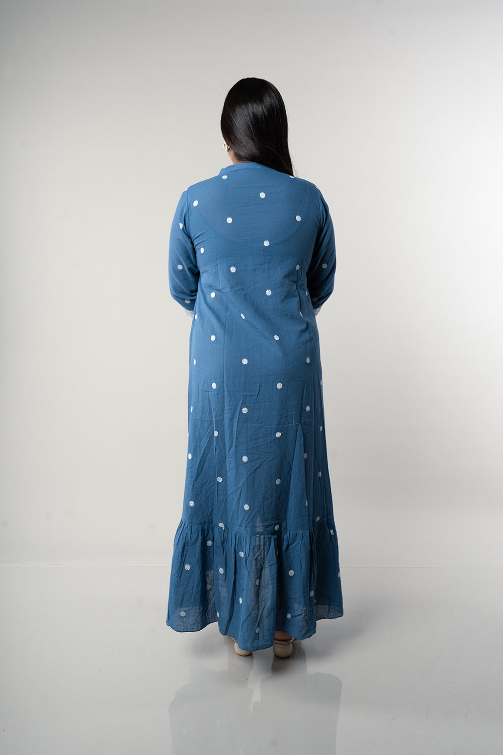 Light Blue Jamdhani High low Pattern frock