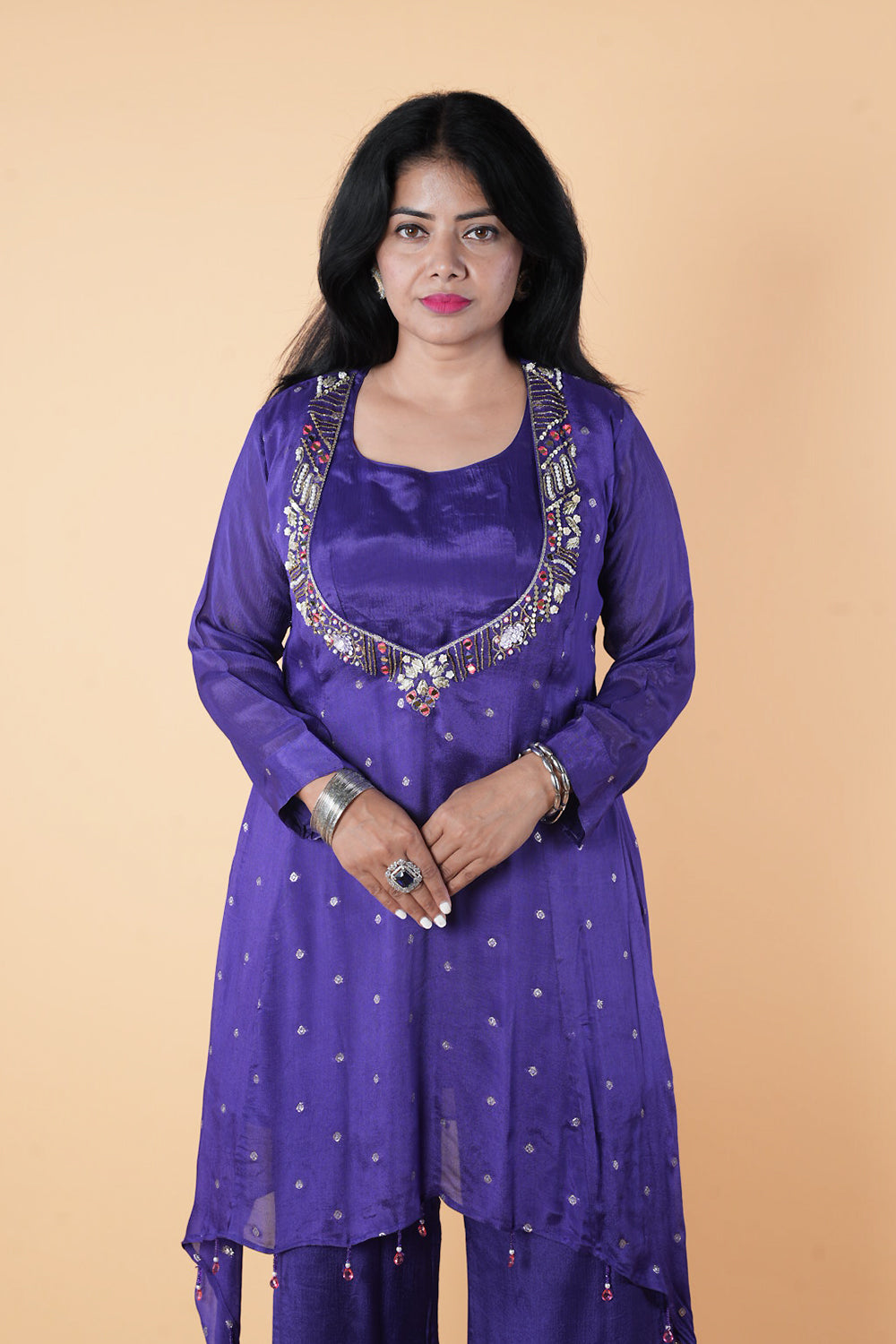 Purple Chinnon low neck Bustier Cordset