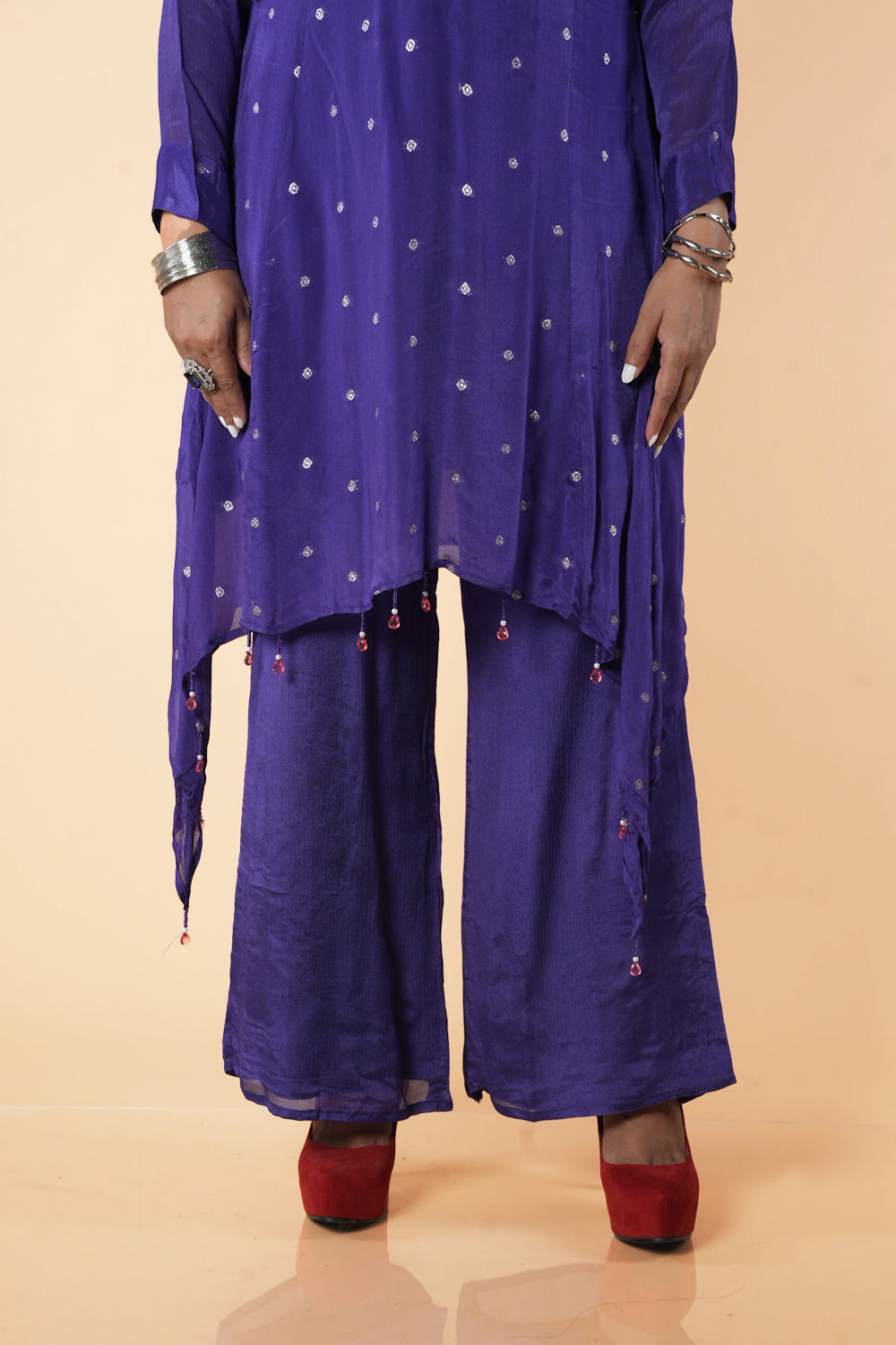 Purple Chinnon low neck Bustier Cordset