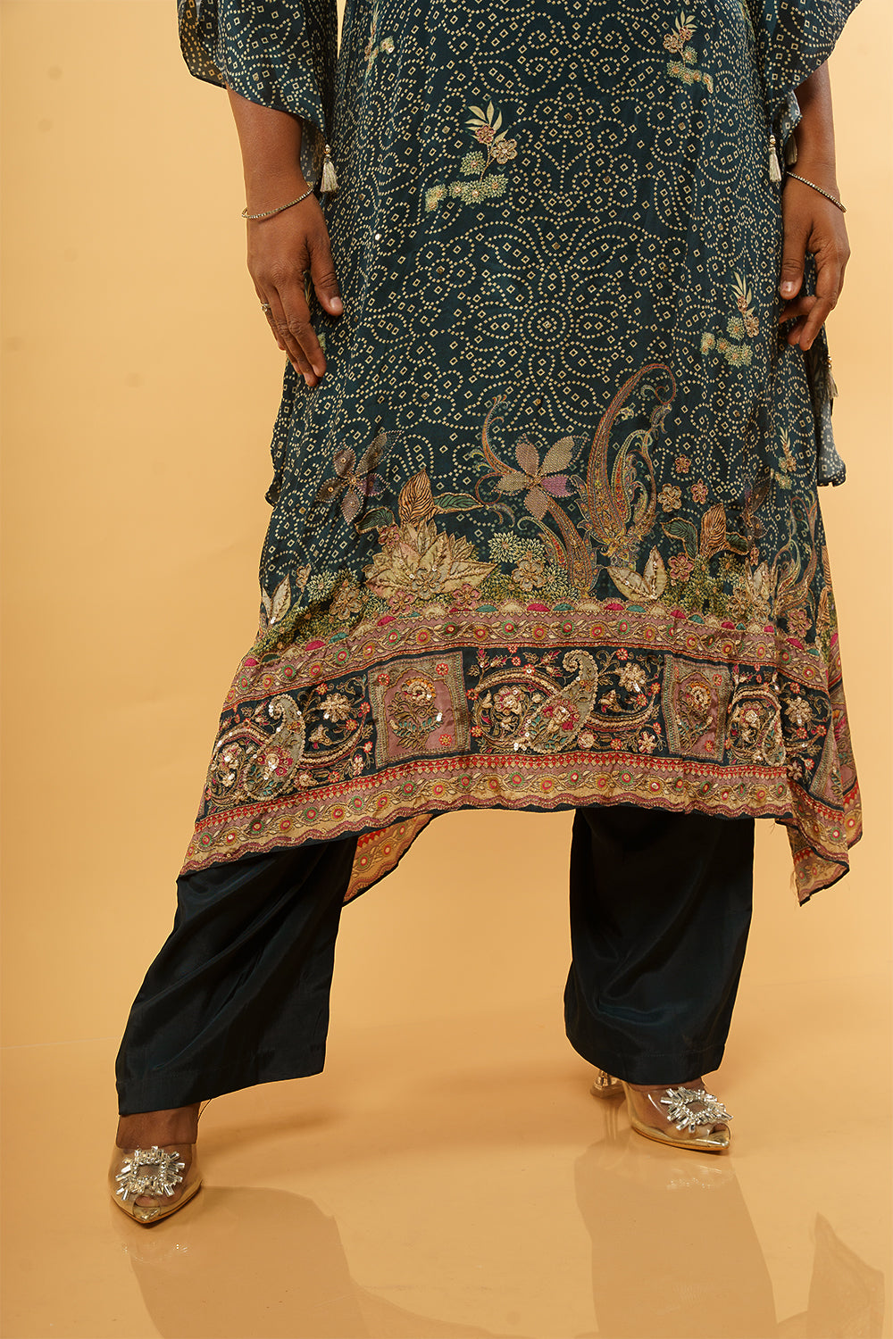 Bottle Green Bandini print Kaftan set
