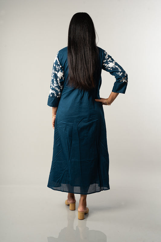 Blue Mulcotton Embroidery frock