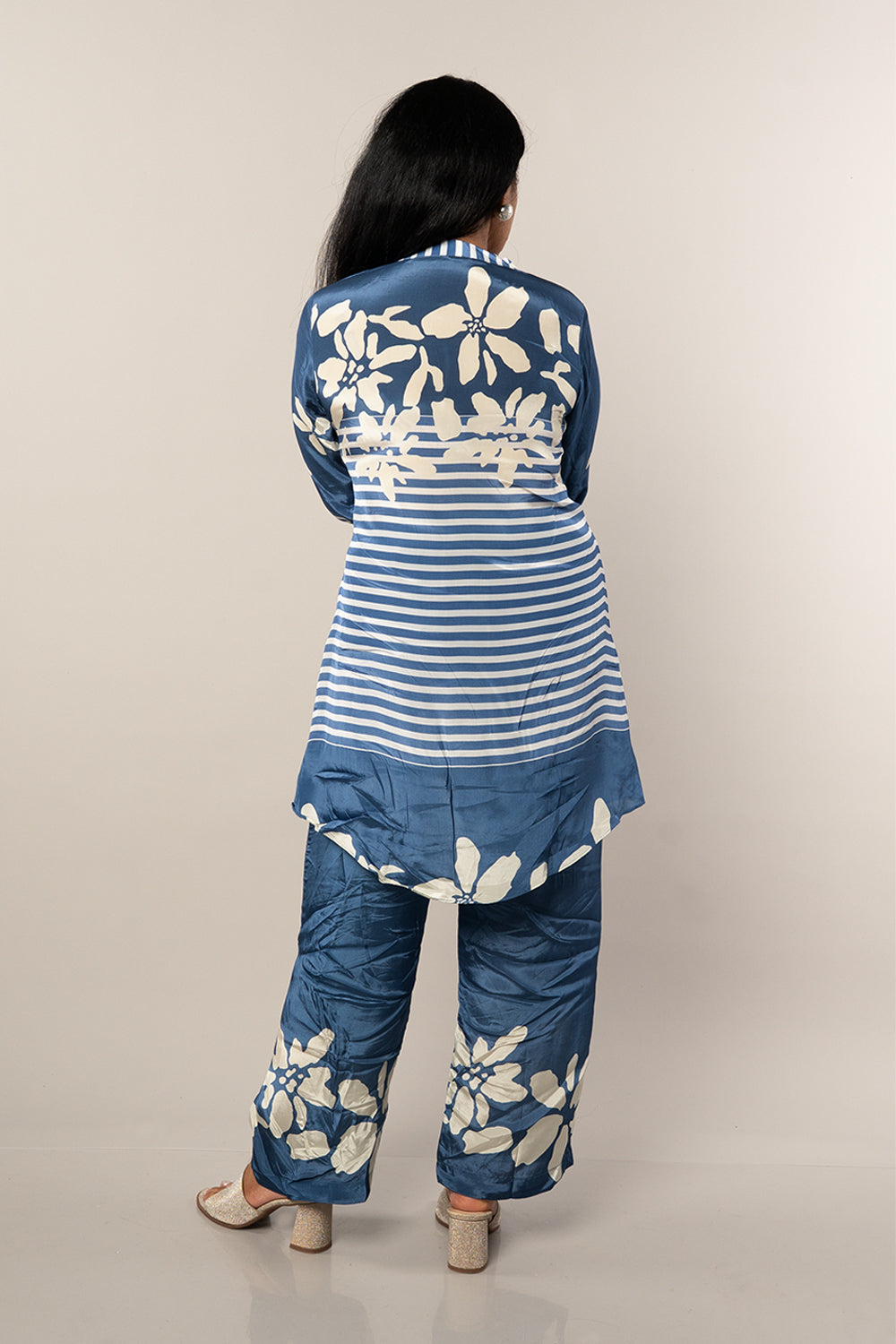 Blue and White Crepe Cordset