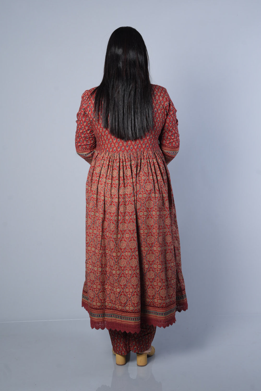 Ajrakh cotton Alia cut Suit set