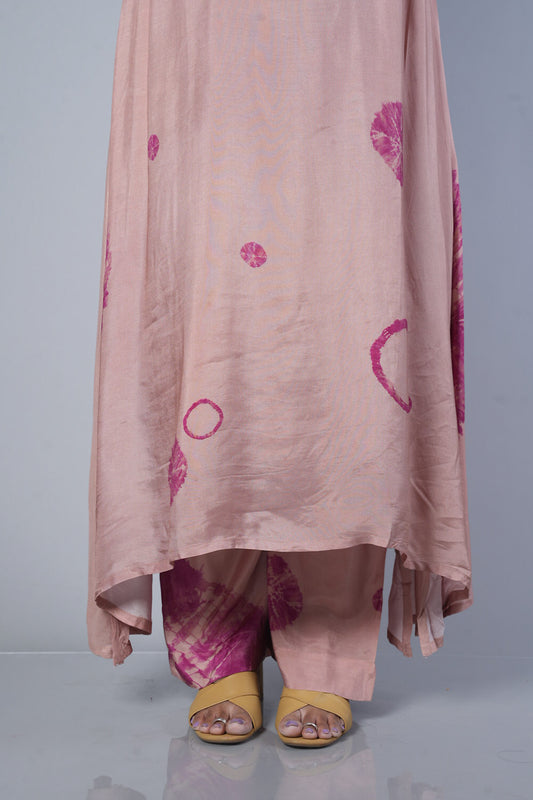 Shibori pink colour Premium Maslin suit set