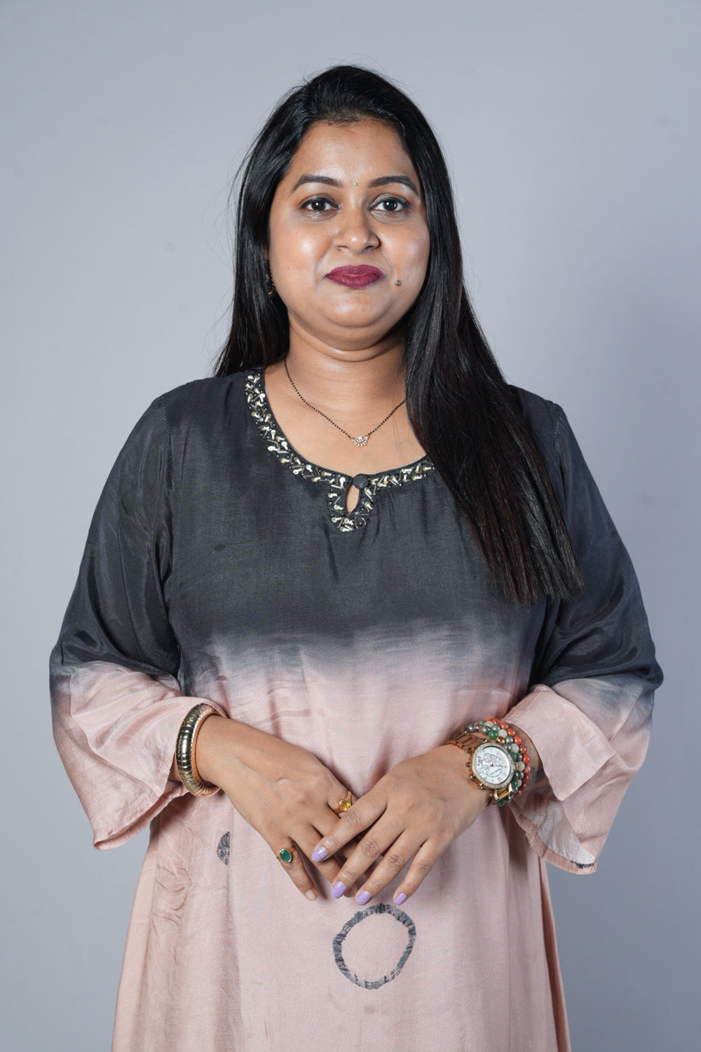 Shibori grey colour Premium Maslin suit set