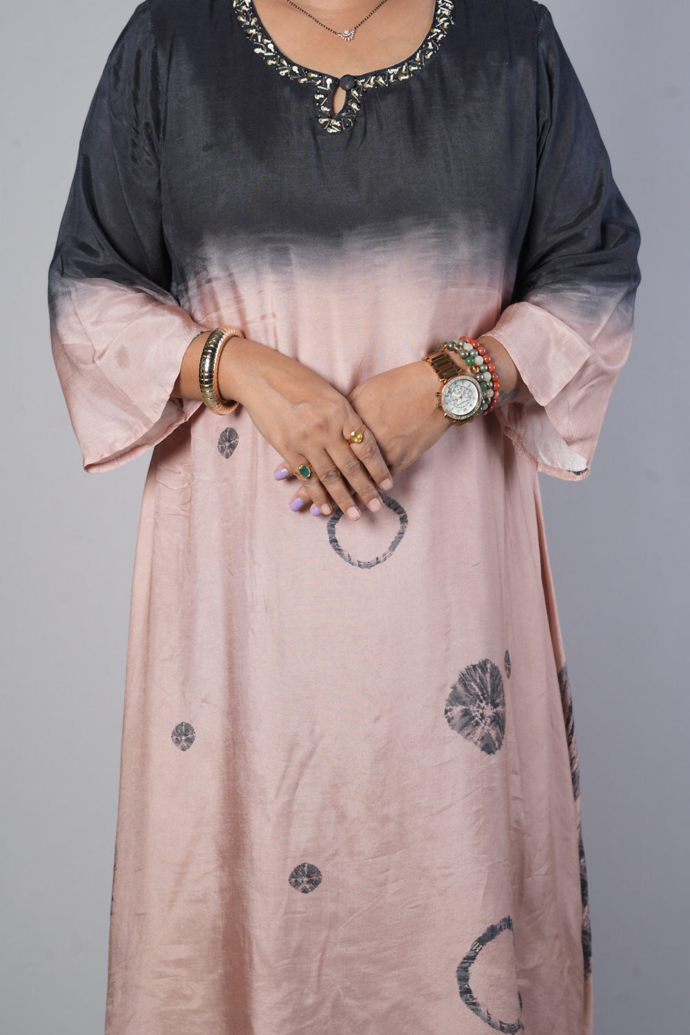 Shibori grey colour Premium Maslin suit set