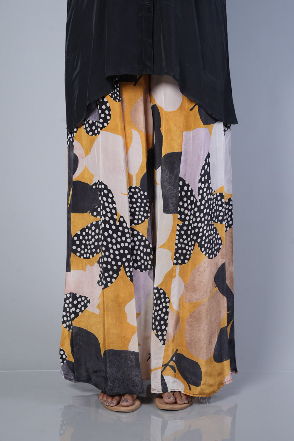 Black Crepe Designer Cordset with Handwork on on side of shirt
