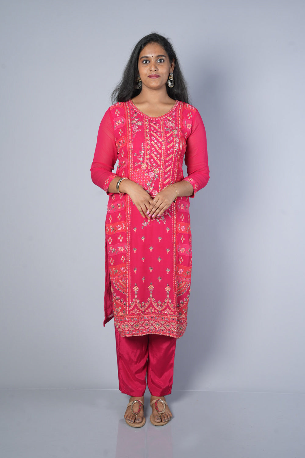 Rani Pink Colour Pure Gorgette Suit Set