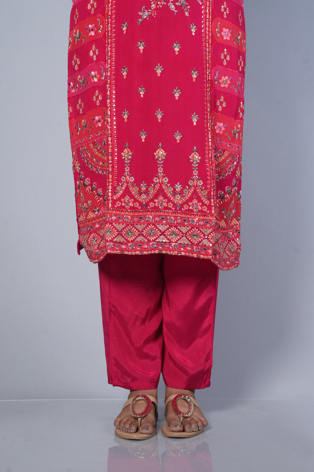 Rani Pink Colour Pure Gorgette Suit Set