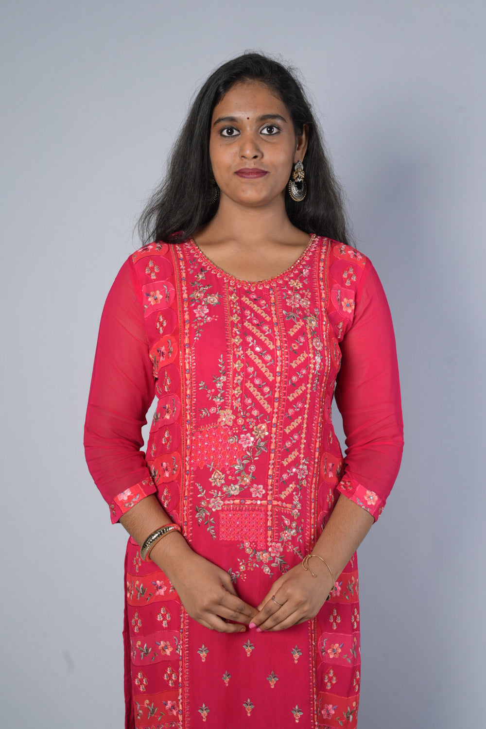 Rani Pink Colour Pure Gorgette Suit Set