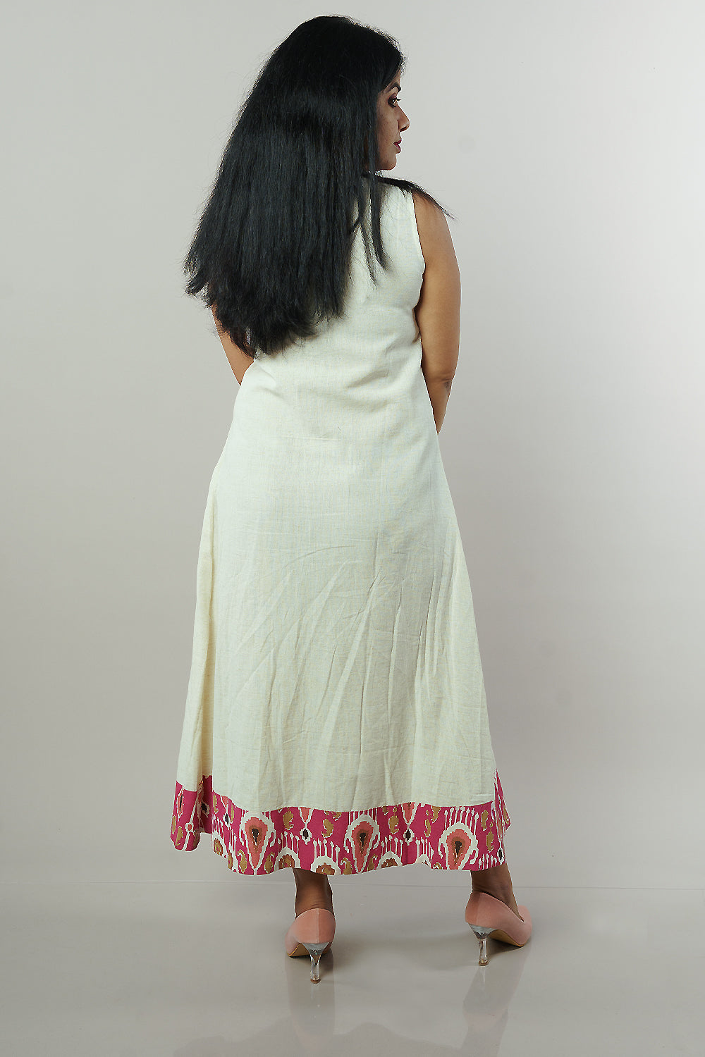 Cream Colour Lenin cotton frock
