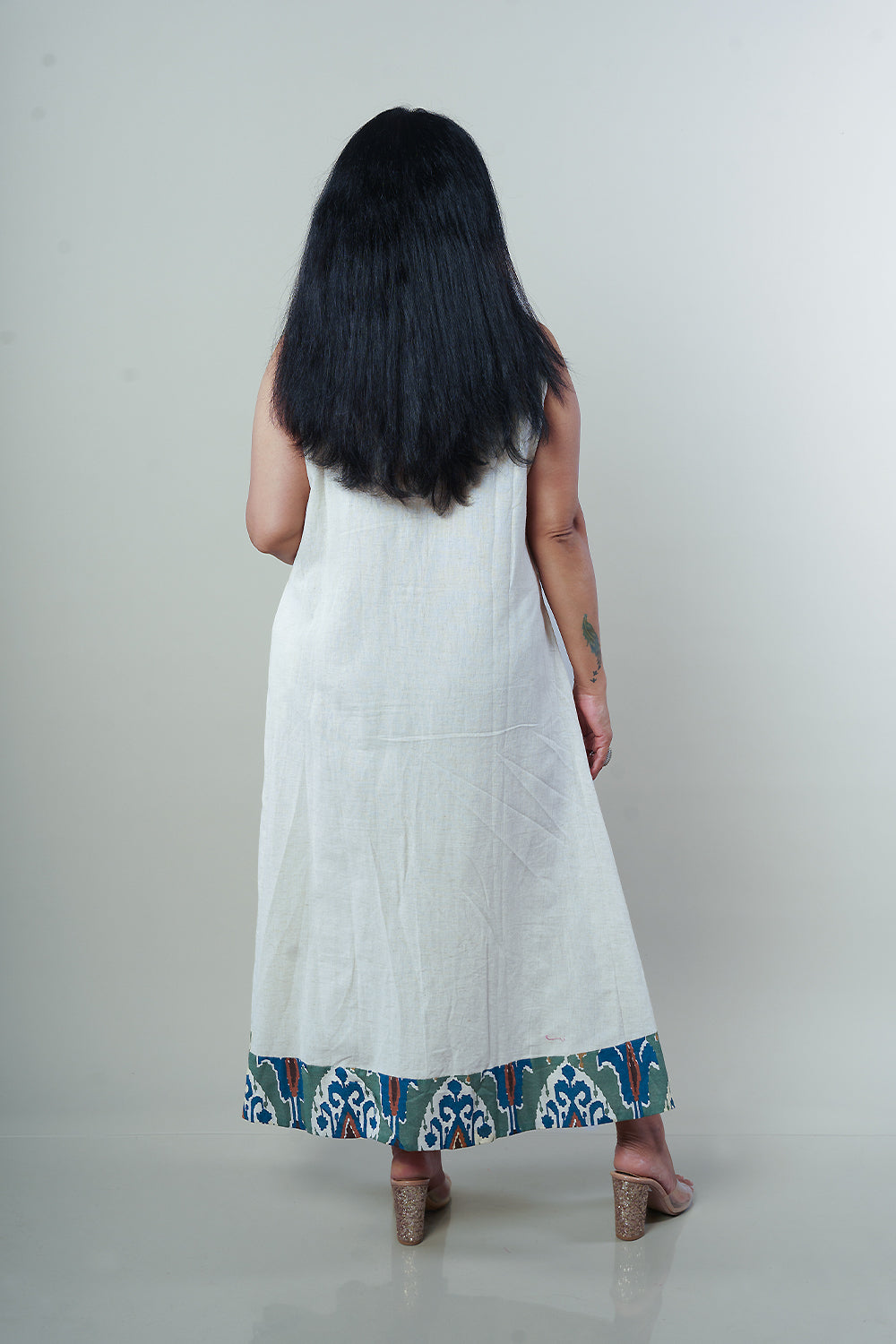 Cream Colour Lenin cotton frock