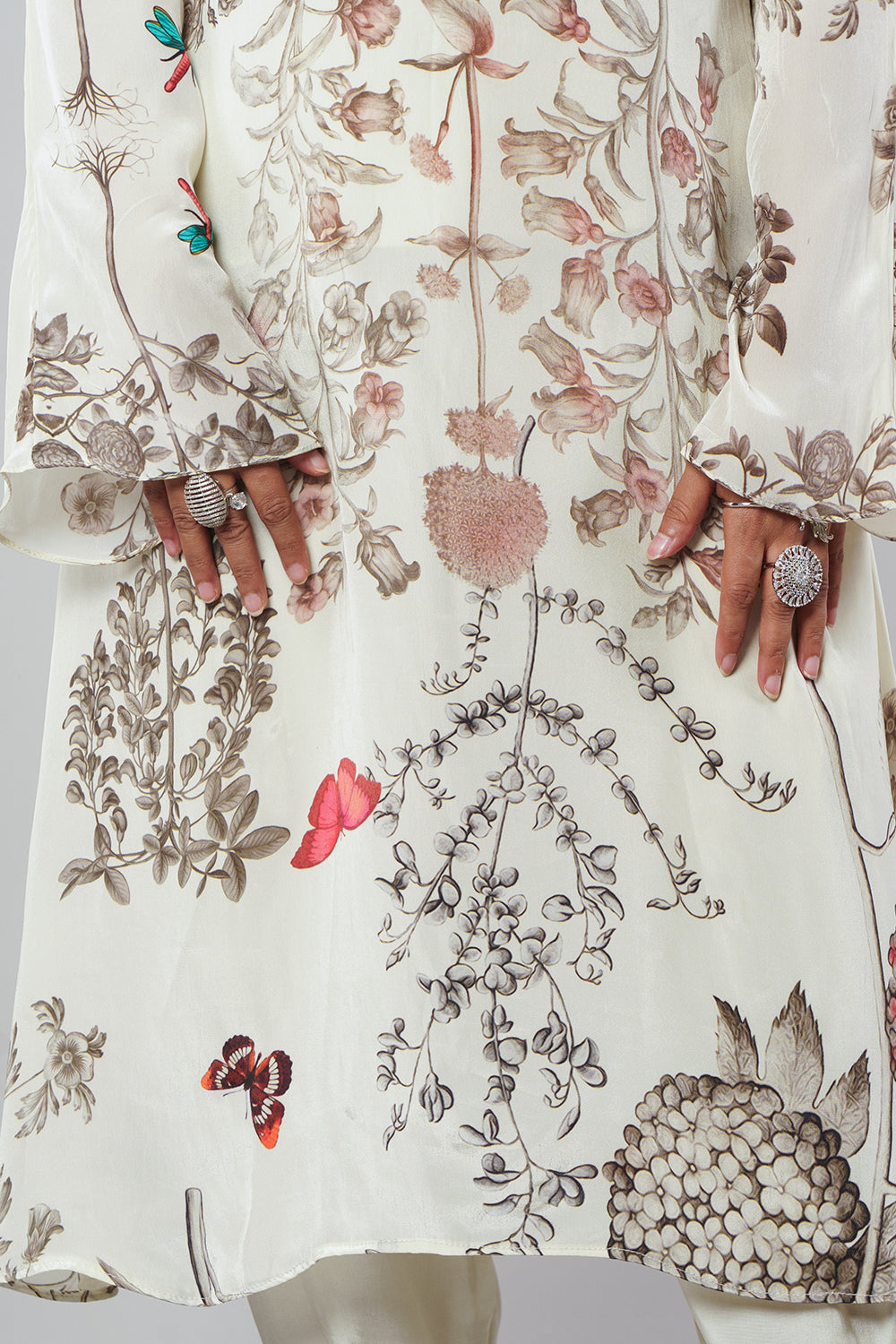 Cream colour Pure Crepe Forest print set