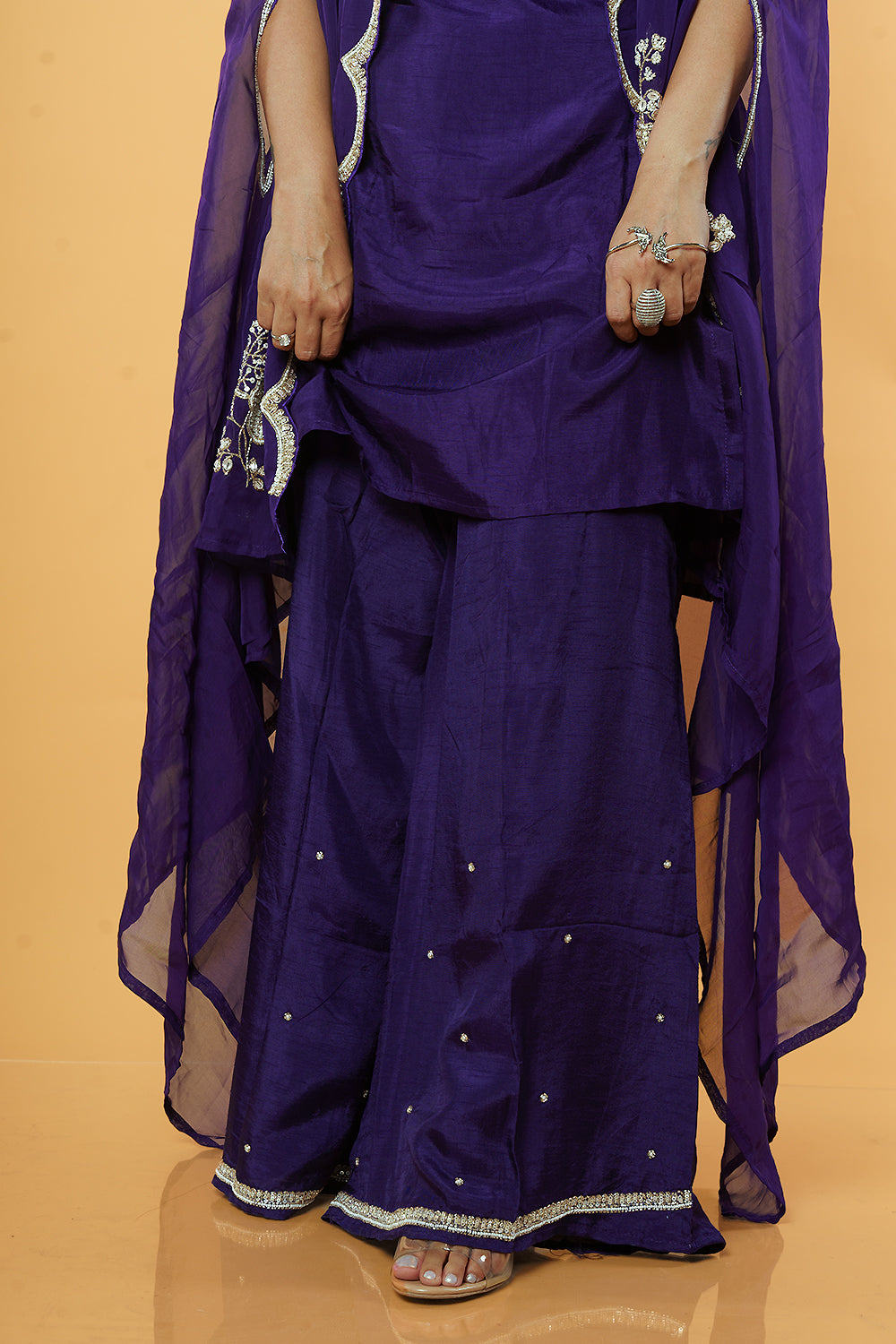 Purple Handwork Jacket Indowestern set