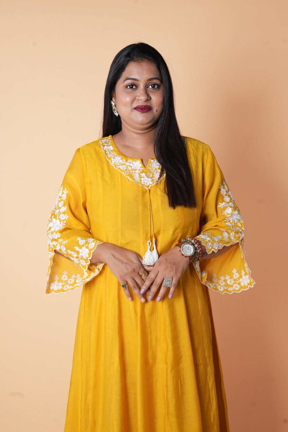 Sunflower Yellow Mulchanderi Designer suit set