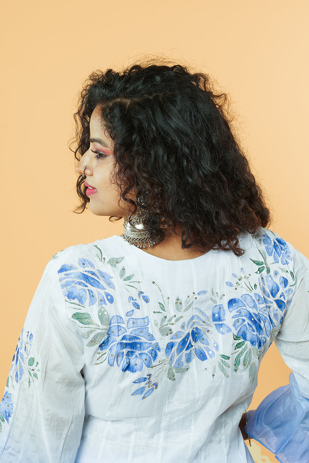 Ombre shadded Handpainted Mulchanderi Anarkali