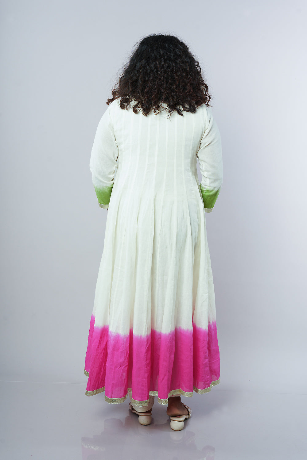 Ombre Cream and Pink Shaded Angrakha set