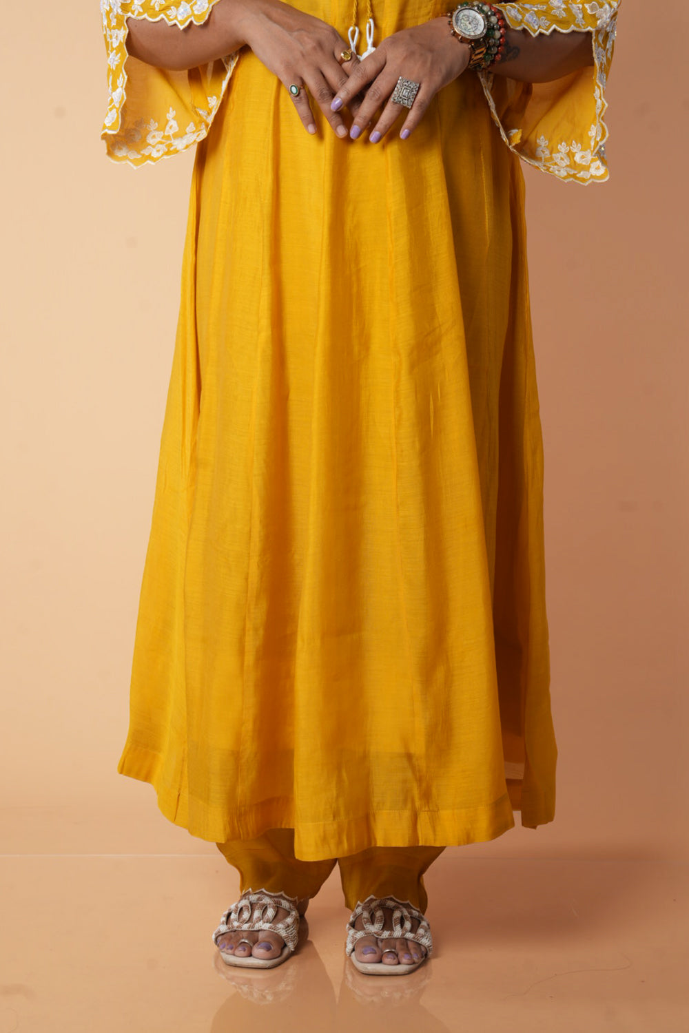 Sunflower Yellow Mulchanderi Designer suit set